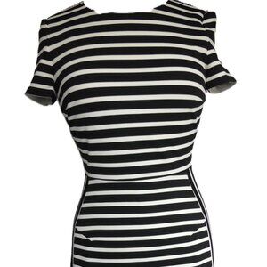 Strenesse Black and White Striped Pencil Dress USA Size 4